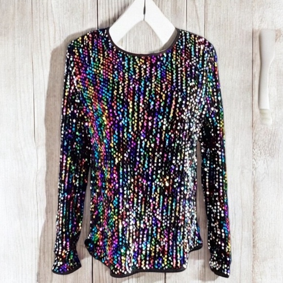 Colorful Sequin Shiny Sparkly Party Top Blouse Large New in Packaging - Picture 2 of 10